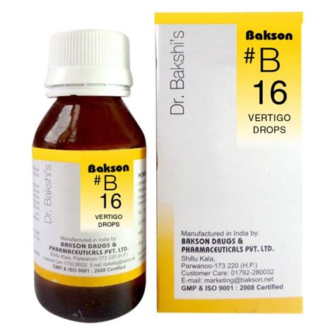 Drbakshi Bakson B16 Vertigo Drops Medicine For Dizziness Homeopathy