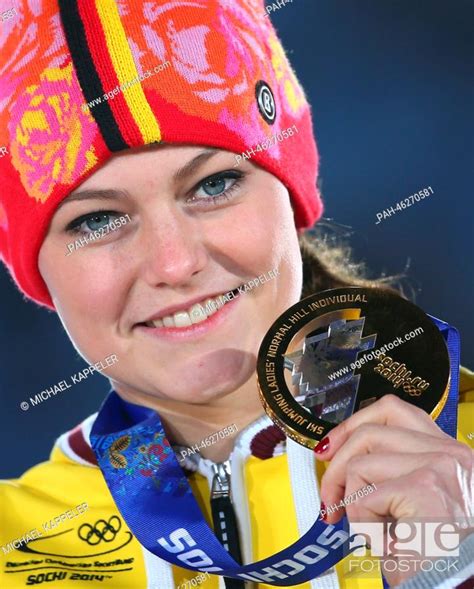 Gold Medalist Carina Vogt Of Germany Poses With Her Medal On The Podium
