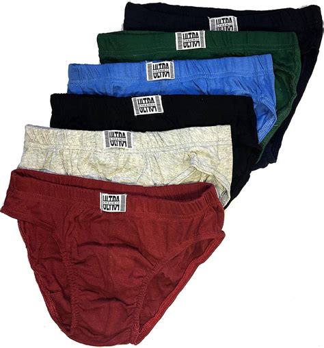 Ultra Mens Cotton Sport Bikini Brief Underwear 6 Pack Medium