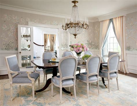 The Glam Pad Blue De Gournay And Gracie Wallpapered Dining Rooms