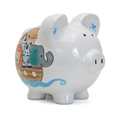 Child To Cherish Ceramic Piggy Bank For Boys Noahs Ark