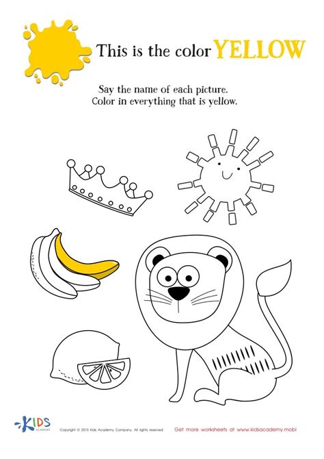 Yellow Color Worksheets For Kindergarten Printable Kindergarten