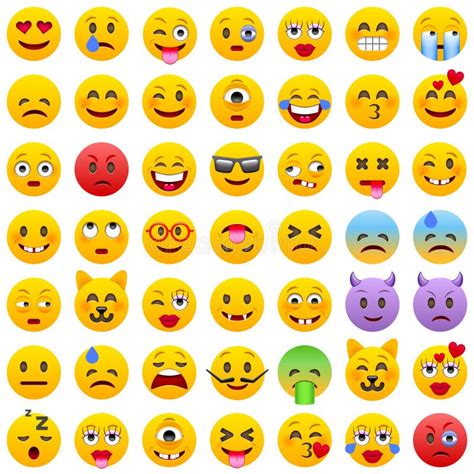 Sistema Grande De 36 Emoticons De Los Emojis Ilustración Del Vector