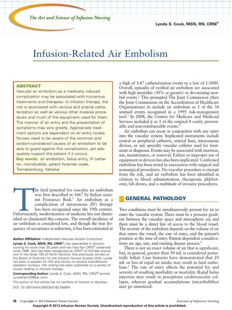 Air Embolism Related Infusion Intravenous Therapy Atrium Heart