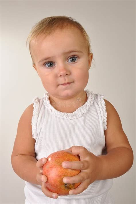 Baby With An Apple Stock Photo Image Of Cute Babyhood 22382838