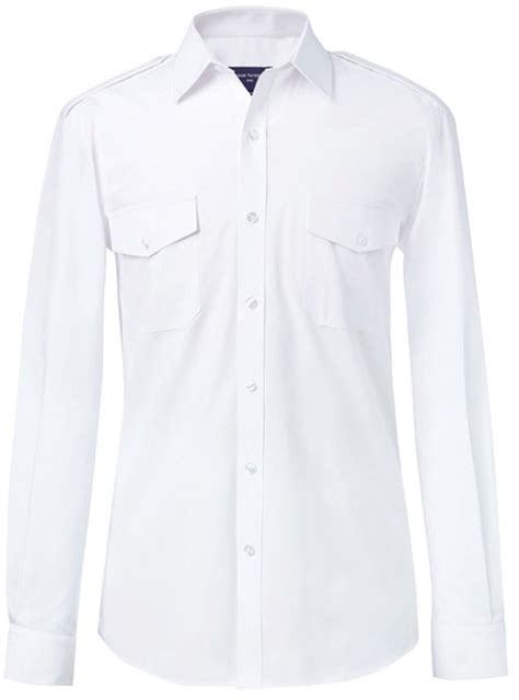 White Slim Fit Pilot Shirt Long And Short Sleeve Pilot Aircraft
