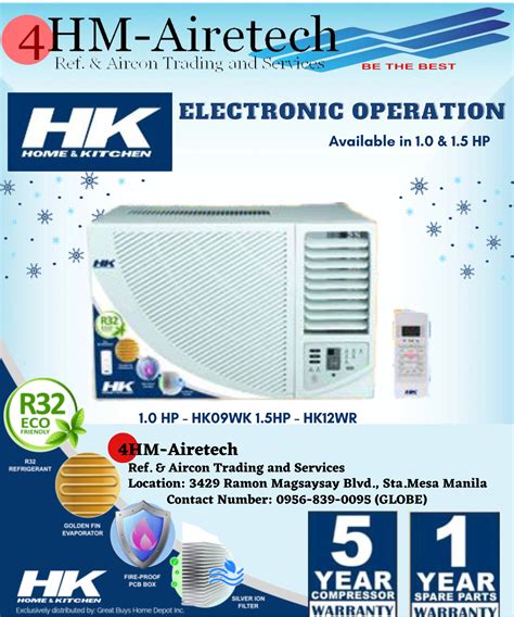 FOURHM 1.0HP (HK-09WR/F8MD) HK Electronic Operation Window Type Aircon