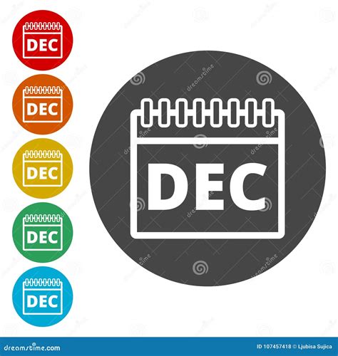 December Calendar Icon Calendar Sign December Month Symbol Stock