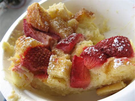 Honey And Butter Strawberry Rhubarb Bread Pudding