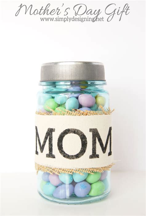 Mothers day simple gift ideas. Simple Stenciled Mother's Day Treat Jar Gift
