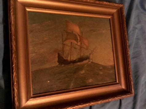 Original Masted Boat Painting Oil On Board Massachusetts Old 1976883248