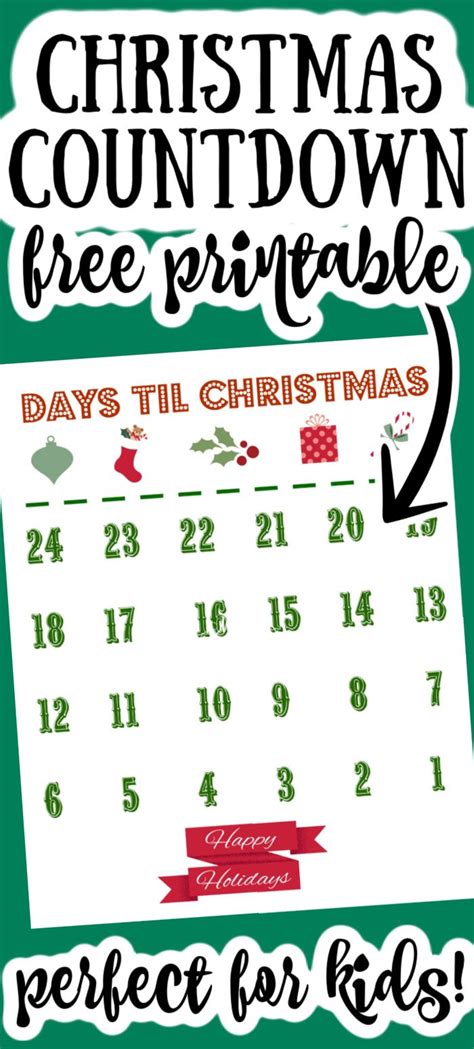 Free Christmas Countdown Calendar Printable Christmas Countdown Free