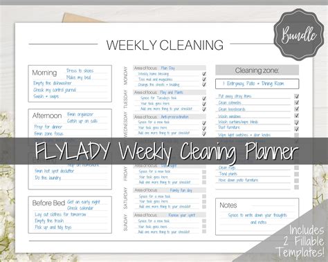 Editable Cleaning Schedule Flylady Daily Routine Cleaning Etsy