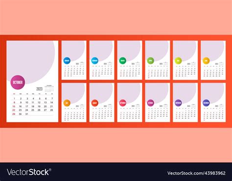 Monthly Calendar For 2023 Year Calendar Royalty Free Vector