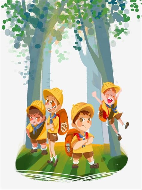 Summer Camp Boy Adventure Illustration Elements Campboyadventure