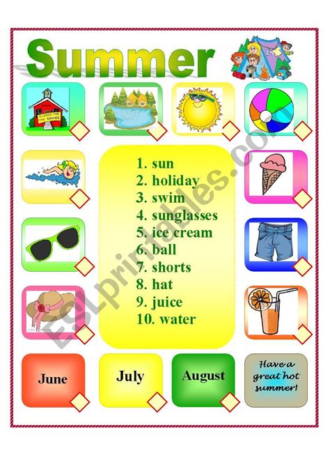 Summer Activities English Esl Worksheets For Distance Summertime