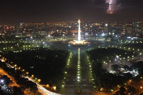 The National Monument Indonesian Monumen Nasional Monas Is A 433 Ft