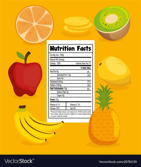 Fruits Group With Nutrition Facts Royalty Free Vector Image
