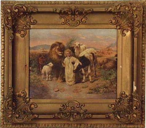 Fine 19th C American Signed W Strutt Religious Oil Painting On Canvas