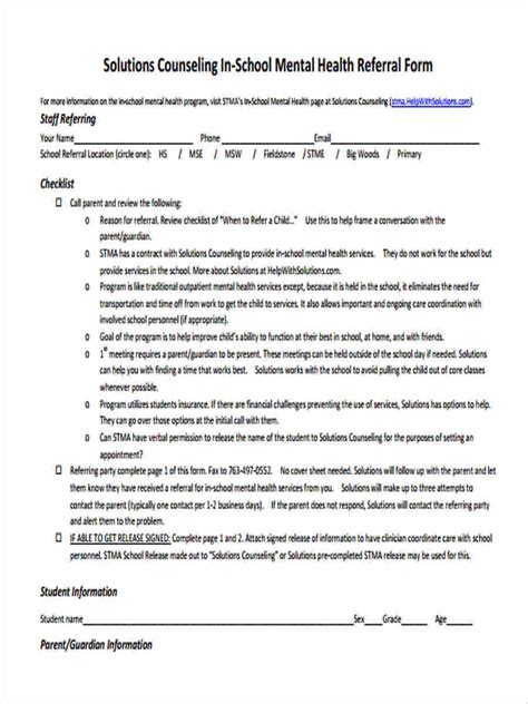 Free 8 Counseling Referral Forms In Ms Word Pdf