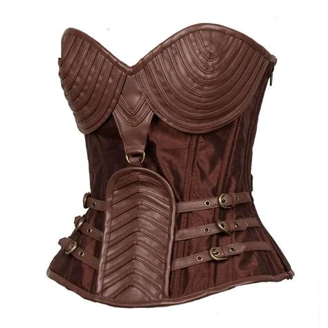 2021 Brown Leather Armor Corset Sexy Gothic Corsets And Bustiers Vintage Steampunk Clothing