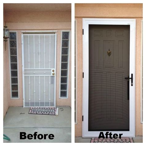 With a second door, you will have another boundary and the if a door has glass on it or a window very close by, this negatively affects your front door security. Guarda security screen door before after, they also have ...