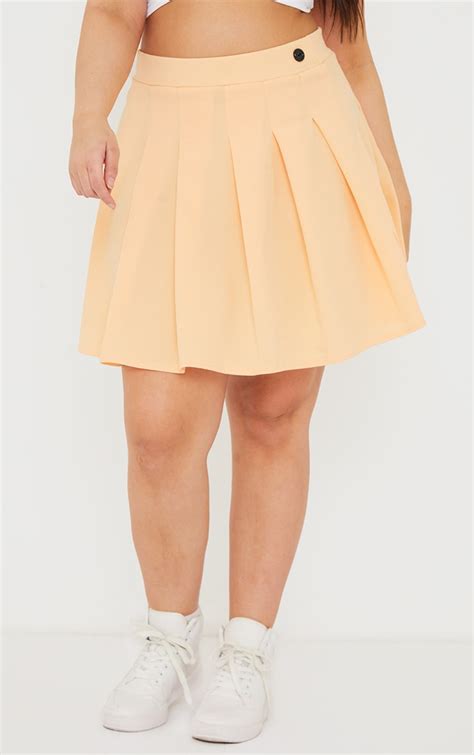 Plus Peach Pleated Side Split Tennis Skirt Prettylittlething