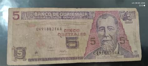 Billete Guatemala 1998 5 Quetzales Circulado Justo Rufino Mercadolibre