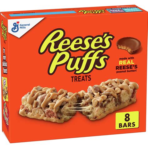 reese s puffs breakfast cereal treat bars peanut butter and cocoa 8 ct