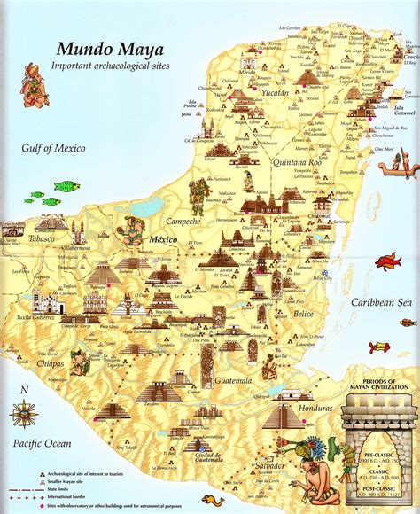 Tourist Map Of Mayan Cities Archaeological Sites Culturas Prehispanicas De Mexico Historia