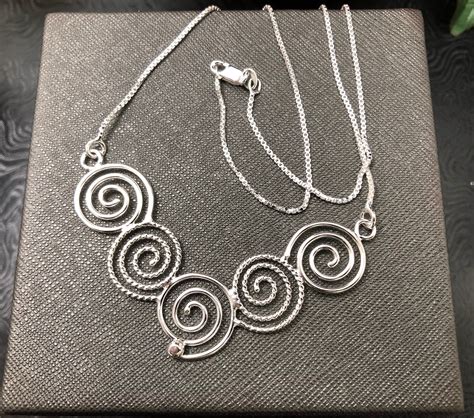 Celtic Spiral Symbol Necklace In Sterling Silver Artisan Etsy Uk