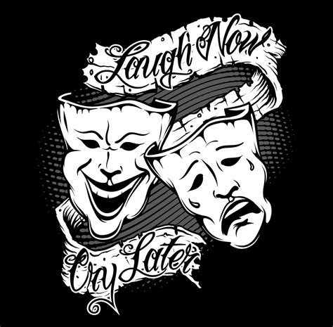 Laugh Now Cry Later Drama Masks Happy Sad Clown Face Tattoo Etsy