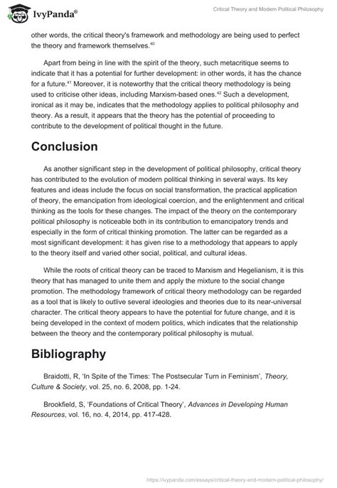 Critical Theory And Modern Political Philosophy 1901 Words Essay