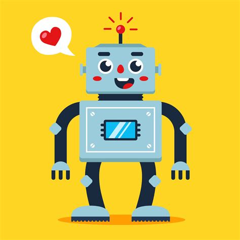 Cute Robot With Heart Loving Android Flat Vector Illustration 2399482