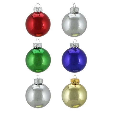 6ct Shiny Multi Color Glass Ball Christmas Ornaments 25 65mm