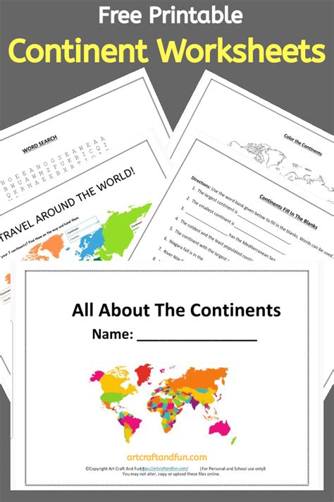 Free Printable All About The Continents Worksheets