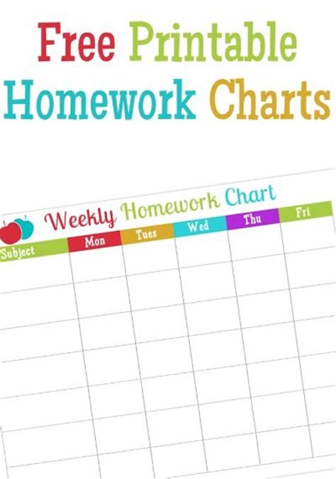 printable homework charts homework chart