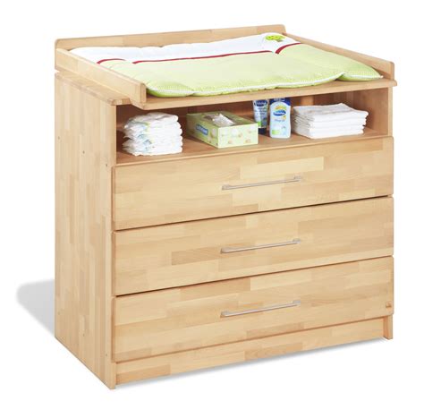 L 120 cm, b 33 cm, h 36 cm; Massivholz-Wickelkommode in geöltem Buchenholz - Natura