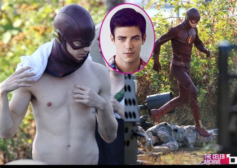 Maybe you would like to learn more about one of these? A shirtless Grant Gustin﻿ filming scenes on the set of ...