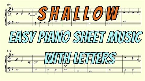 Image result for easy keyboard pop songs with letters flute. Shallow - EASY Piano Sheet Music WITH LETTERS - YouTube