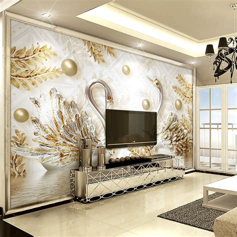 Luxury Wallpaper Jewelry Swan Wall Mural Custom 3d