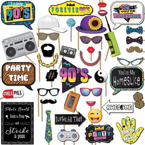 1990s Throwback Party Theme Photo Booth Props Decorations 41 Etsy