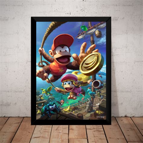Quadro Game Donkey Kong Nintendo Arte Poster Moldurado