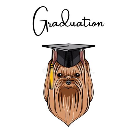 Yorkshire Terrier Dog Graduate Graduation Cap Hat Education Symbol