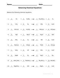 Balancing equations worksheet and key 1. Chemistry Chapter 7 Worksheet Answers | Briefencounters