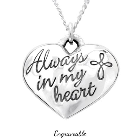 Sterling Silver Always In My Heart Engravable Necklace Clothed With Truth
