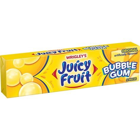 Juicy Fruit Original Bubble Chewing Gum 5 Piece Single Pack Walmart
