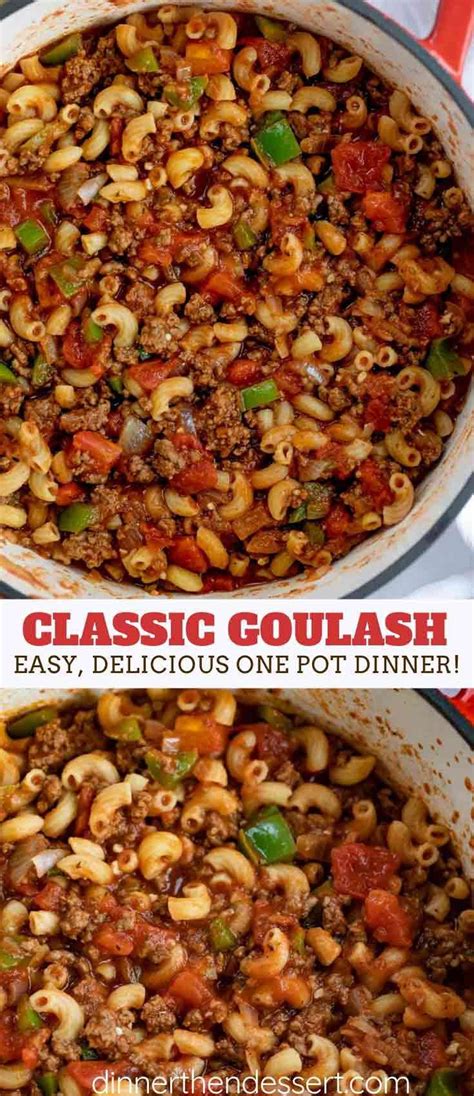 This hearty ground beef dish is loaded with gluten free pasta and vegetables. Classic Goulash made in ONE POT with ground beef, bell ...