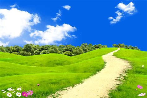 Wallpaper Green Landscape Blue Sky Hd Nature 6267