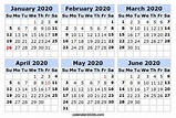 6 Month 2020 1st Half Calendar | Printable calendar, Calendar template ...